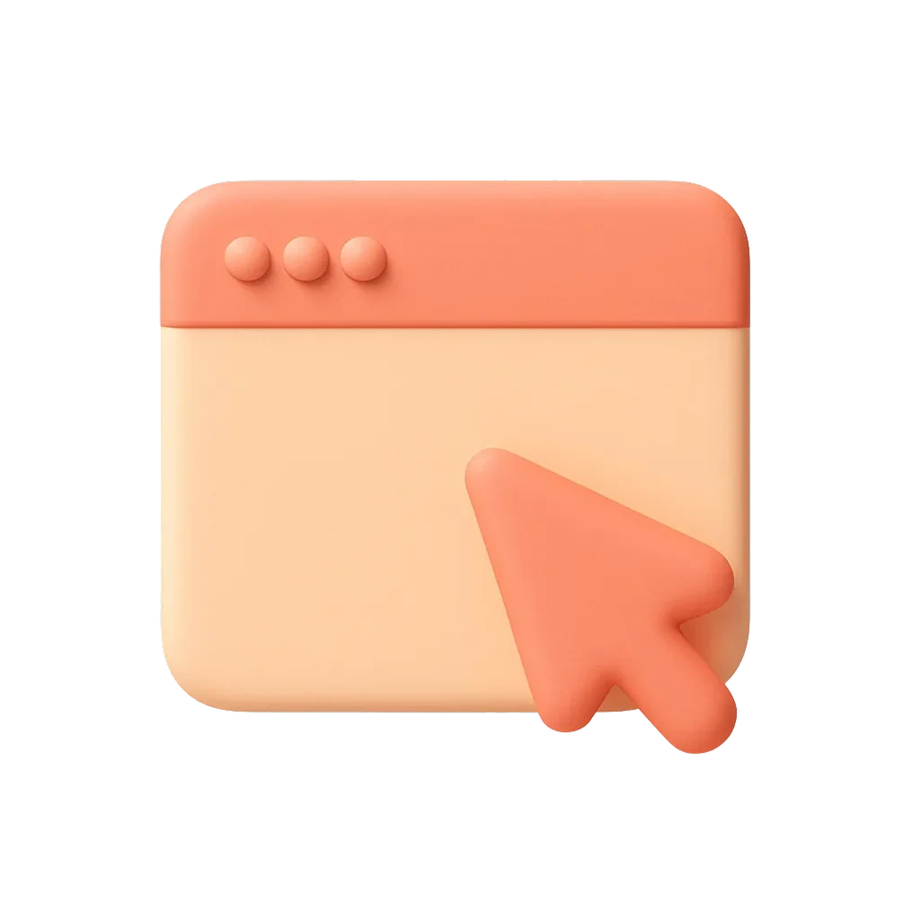 Zwevend browservenster met een blinkende cursor
